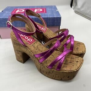 Pop Womens Admission Heeled Sandals Pink Fuschia Size 6.5M